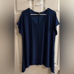 ROUGE~ RELAXED BLUE DRESSY TEE~TUNIC~3X